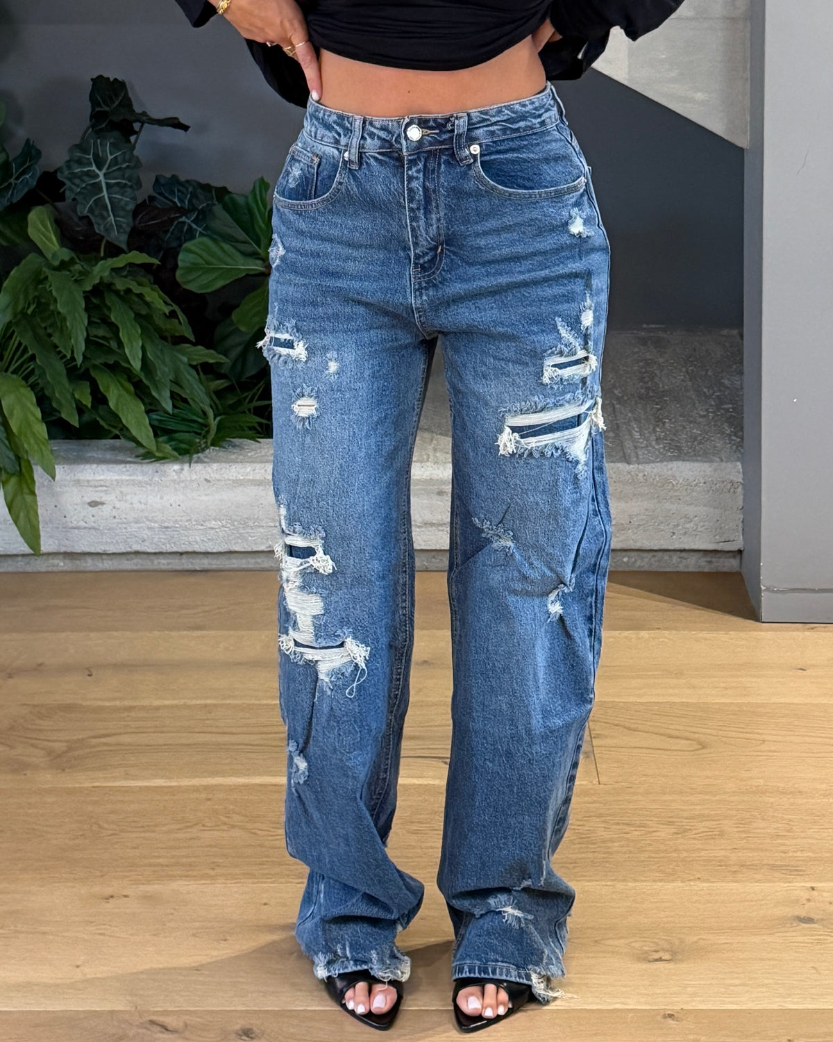 JEANS DENIM DISTRESSED