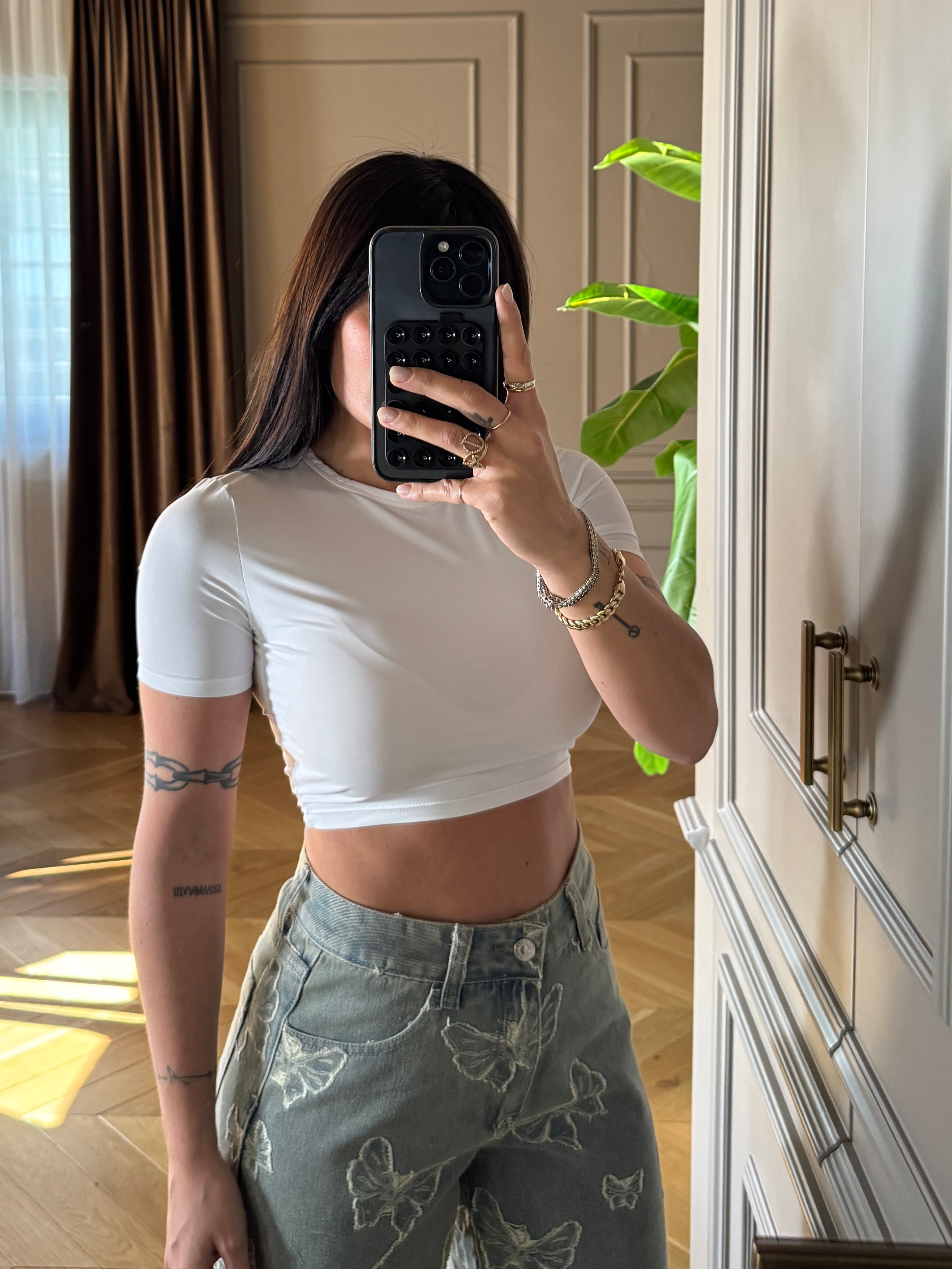 Maglia crop in lycra