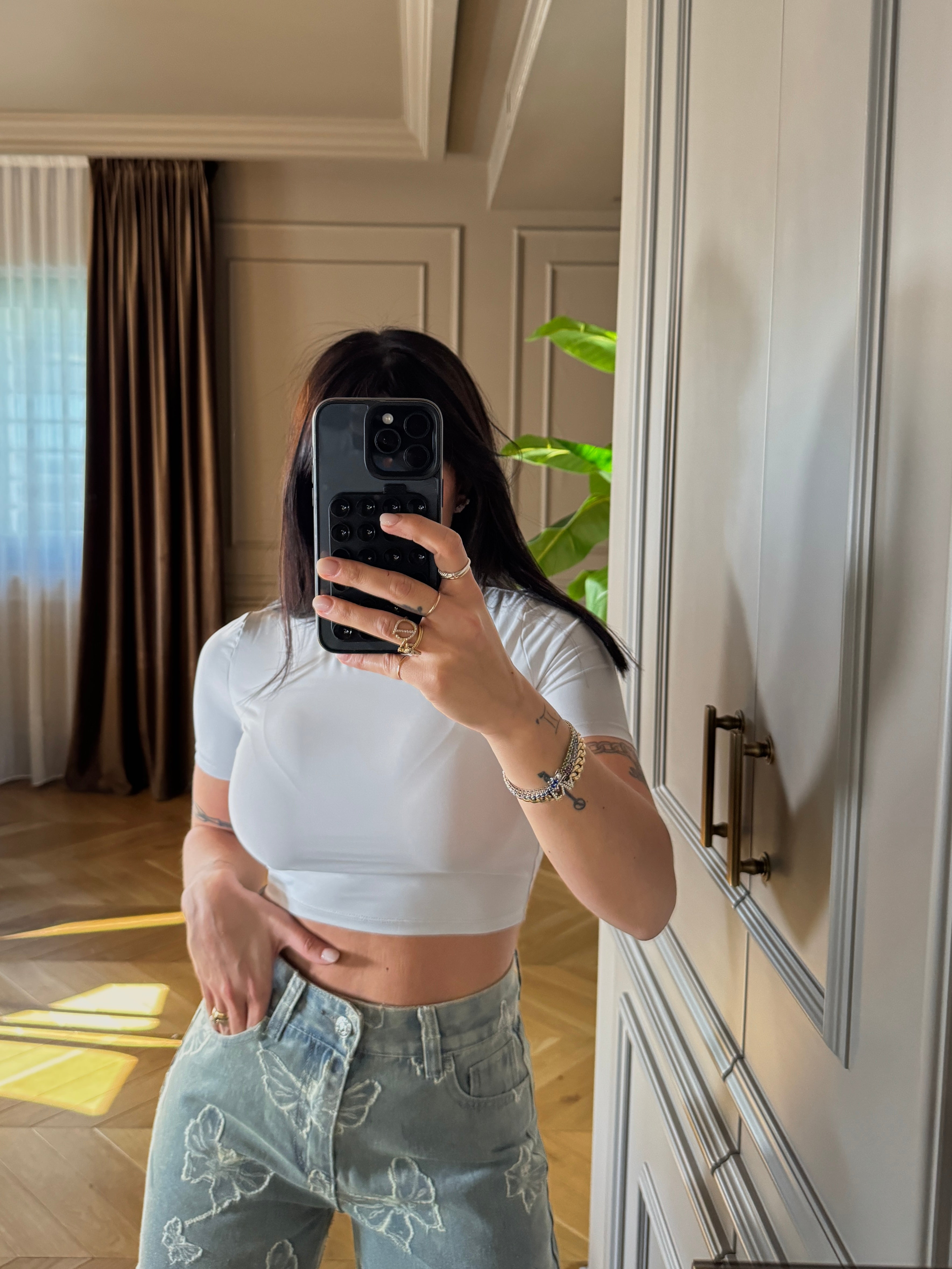 Maglia crop in lycra