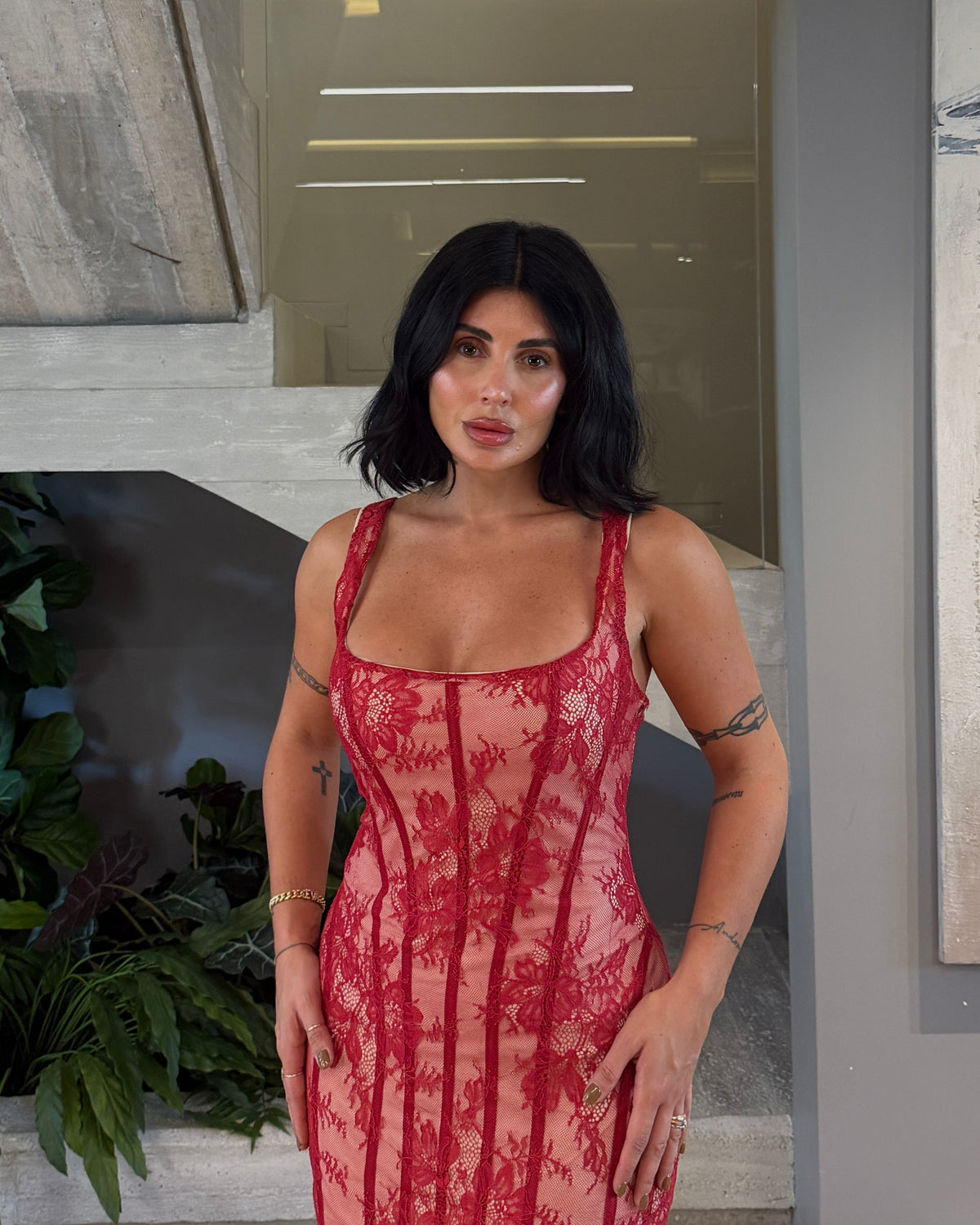 MIDI DRESS ROUGE