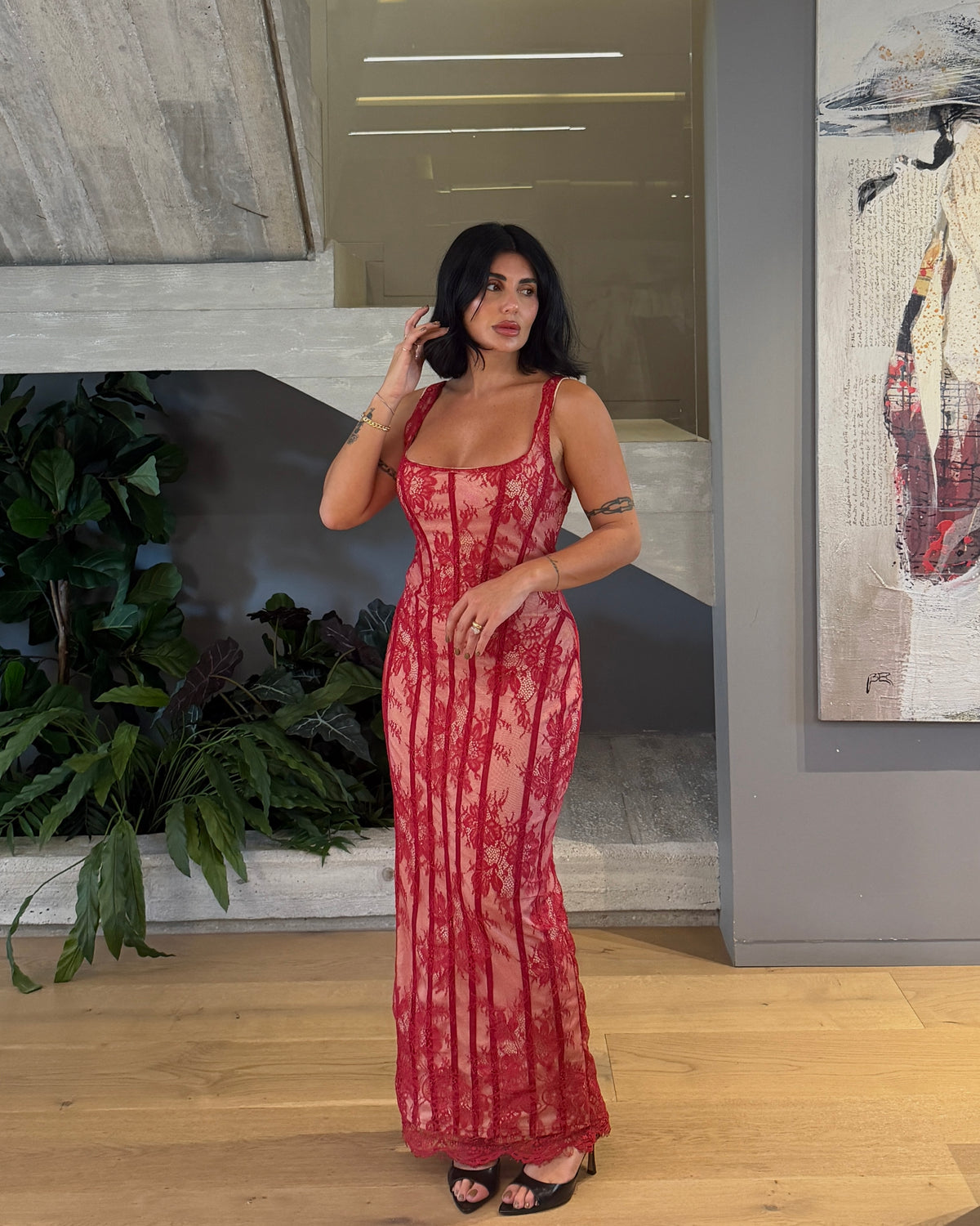 MIDI DRESS ROUGE