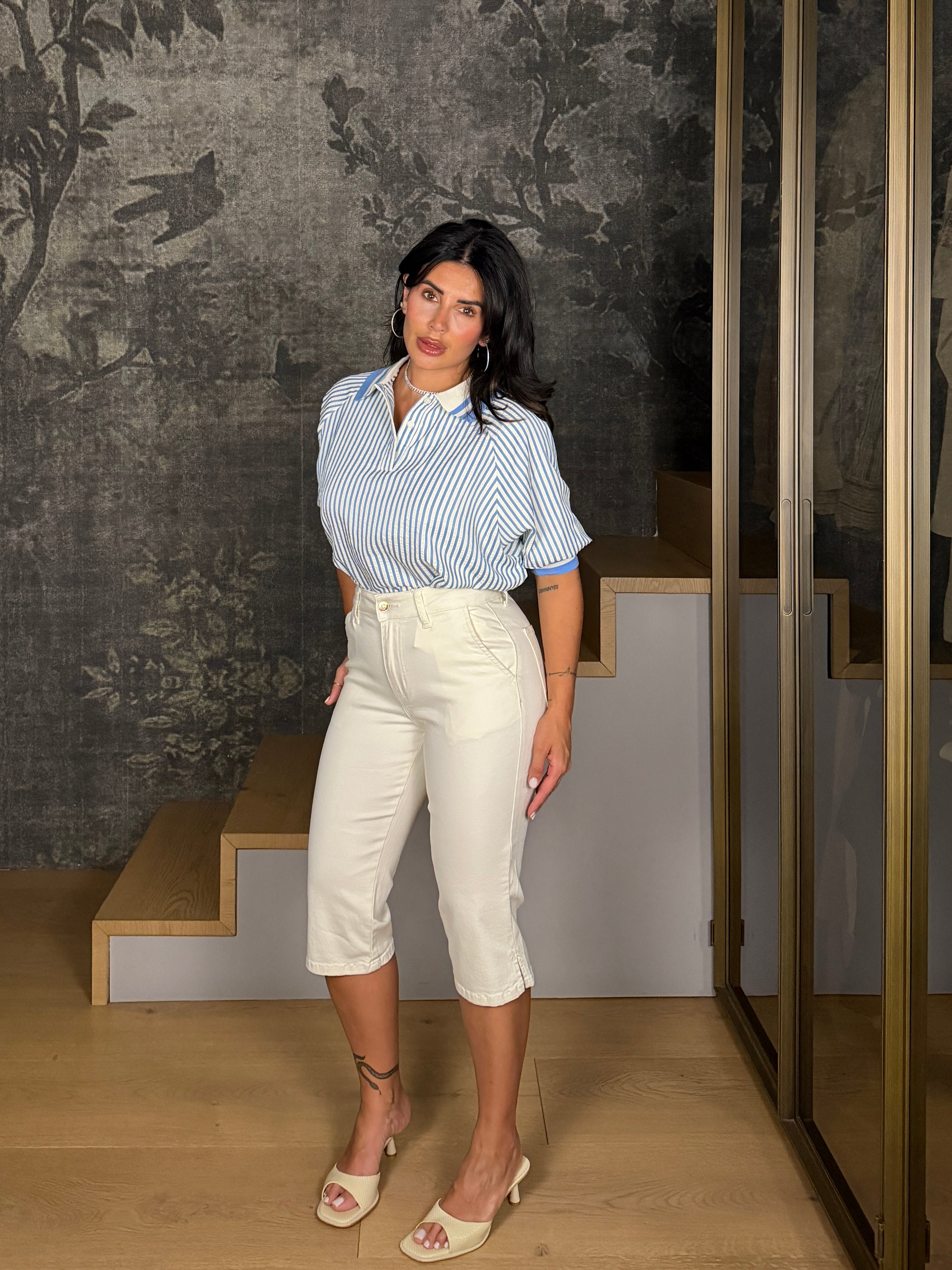 JEANS CAPRI ECRU