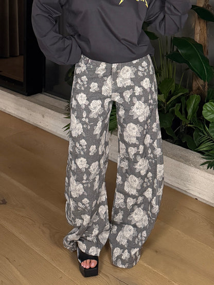 JEANS FLOWER GREY