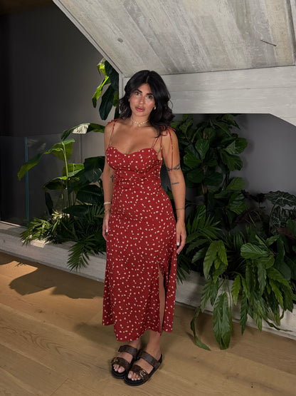 MIDI DRESS FLOWER RED