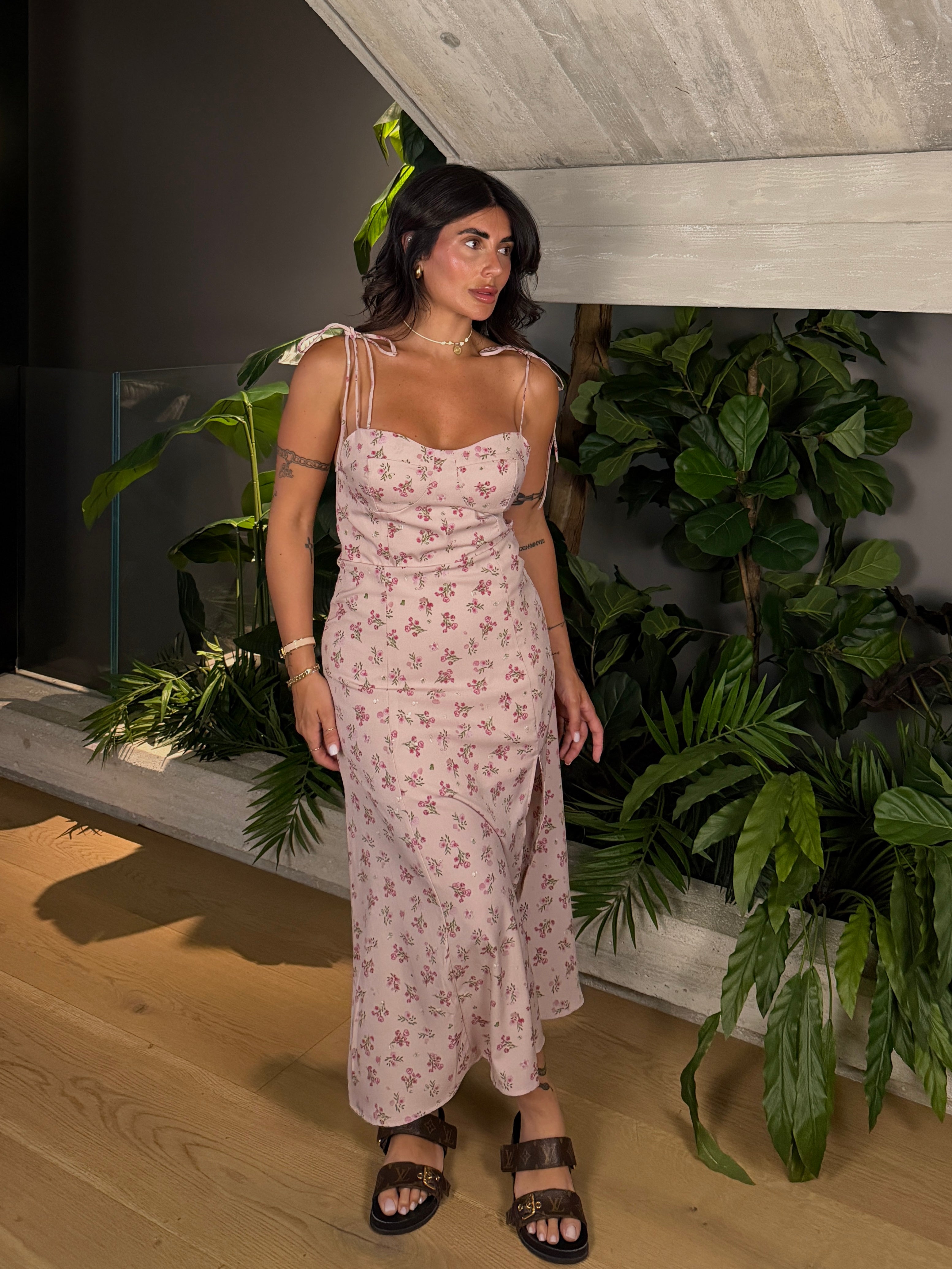 MIDI DRESS FLOWER PINK