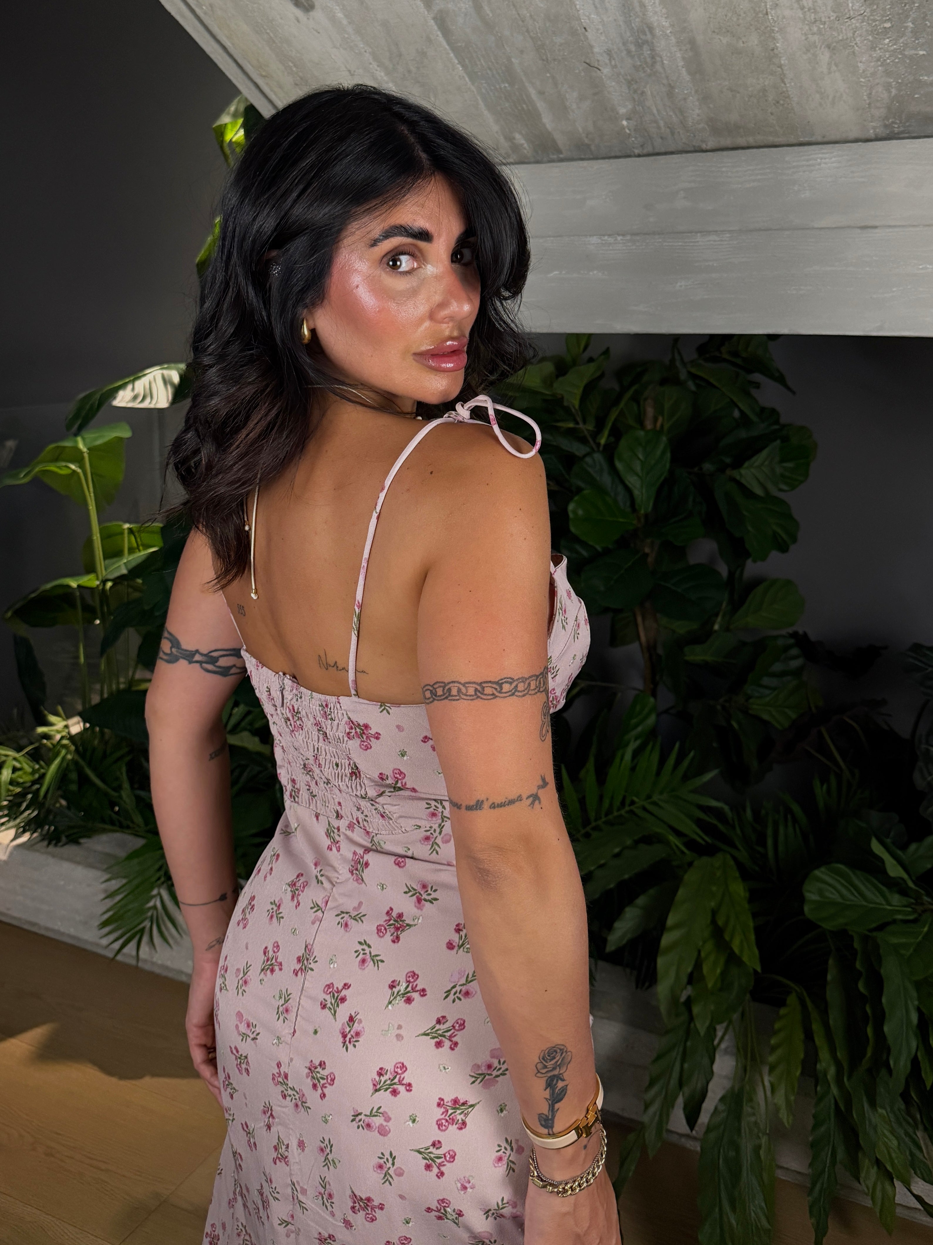 MIDI DRESS FLOWER PINK