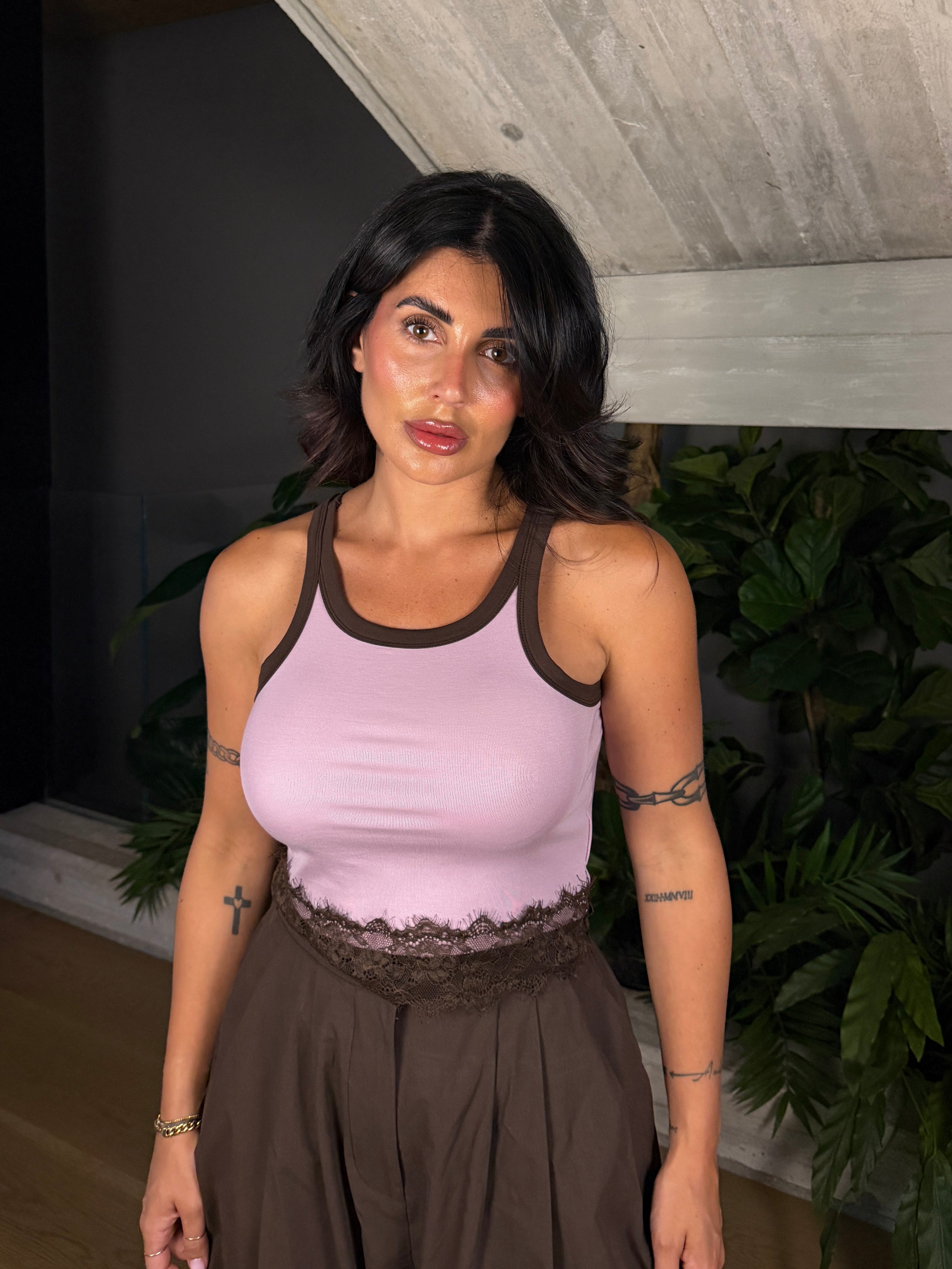 CANOTTA RICAMI PINK