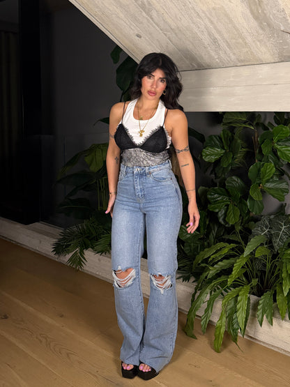 JEANS STRAPPI GAMBA DRITTA