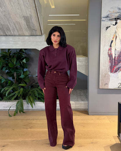 JEANS WIDE LAG BORGOGNA