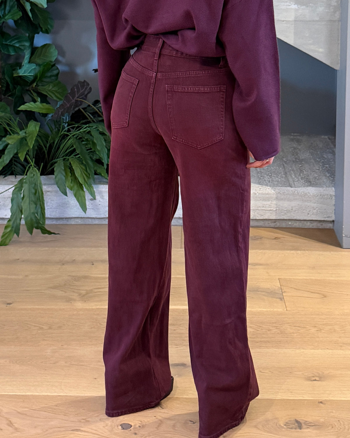 JEANS WIDE LAG BORGOGNA