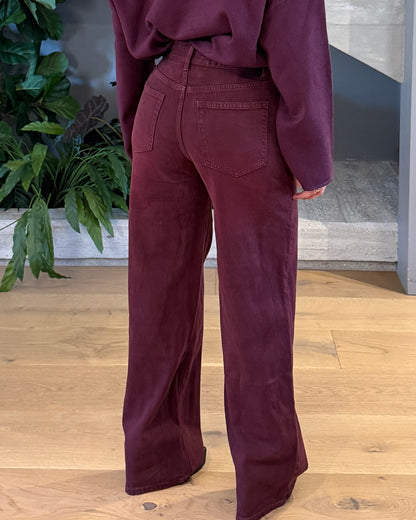 JEANS WIDE LAG BORGOGNA
