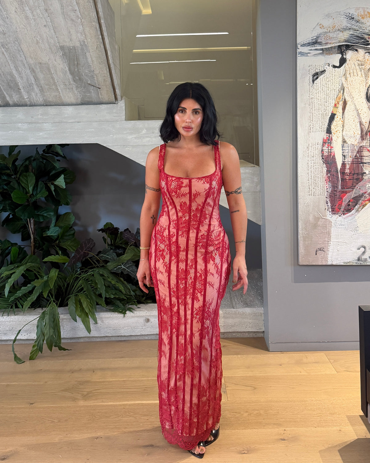 MIDI DRESS ROUGE