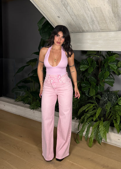 JEANS BOTTONE TRASVERSALE PINK