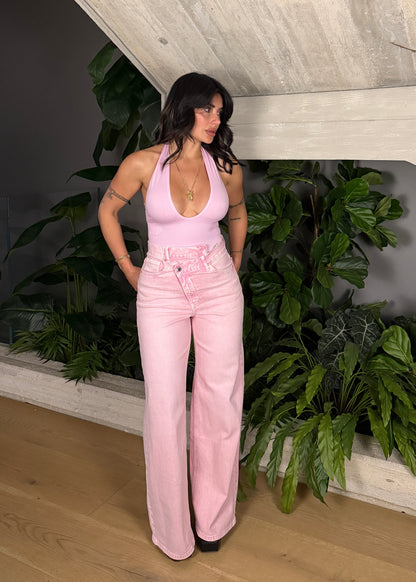 JEANS BOTTONE TRASVERSALE PINK
