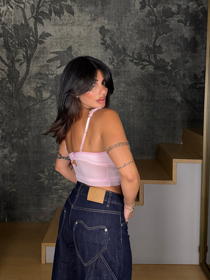 TOP SEMIVELATO PINK