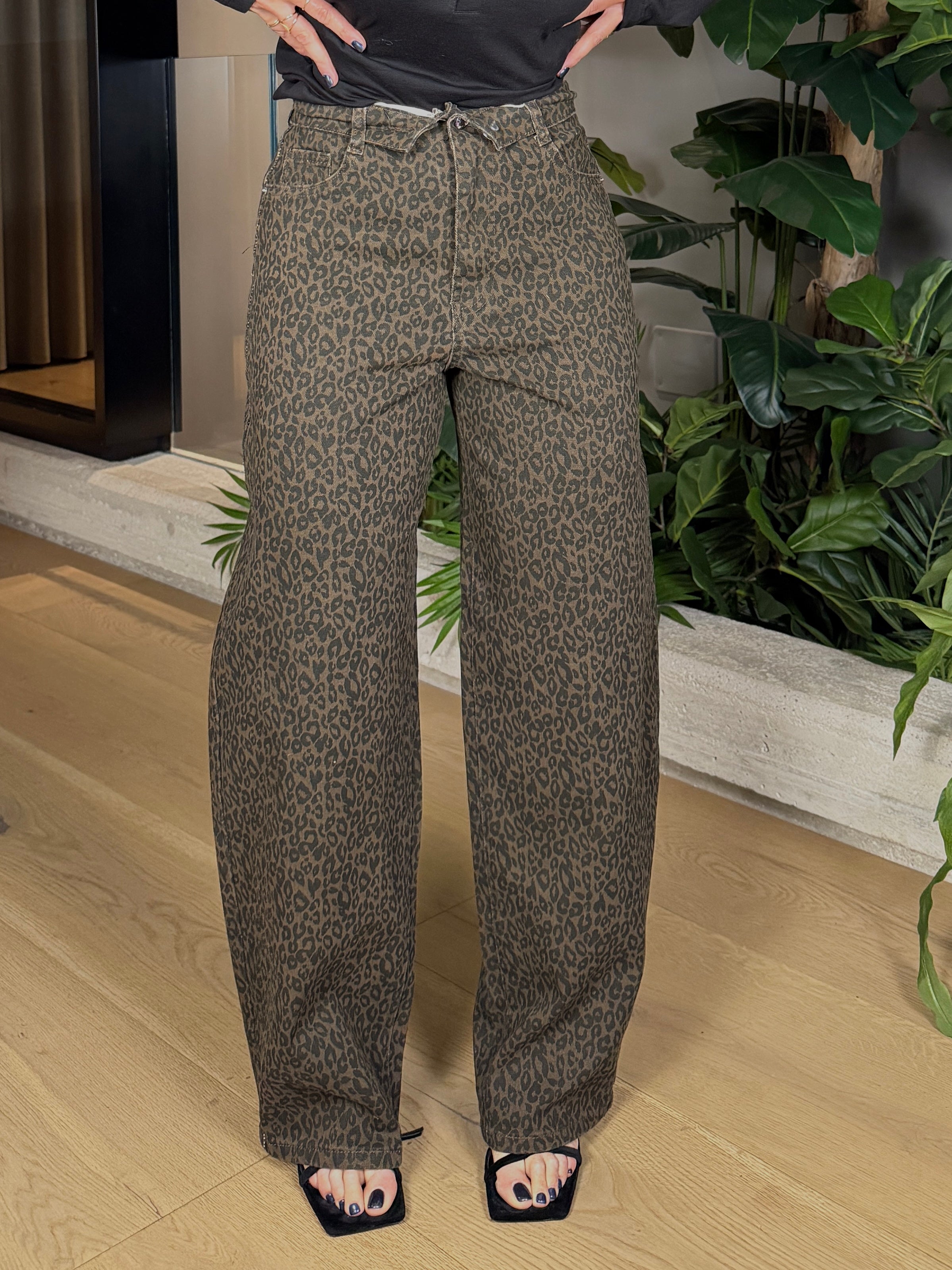 JEANS DARK ANIMALIER RISVOLTO