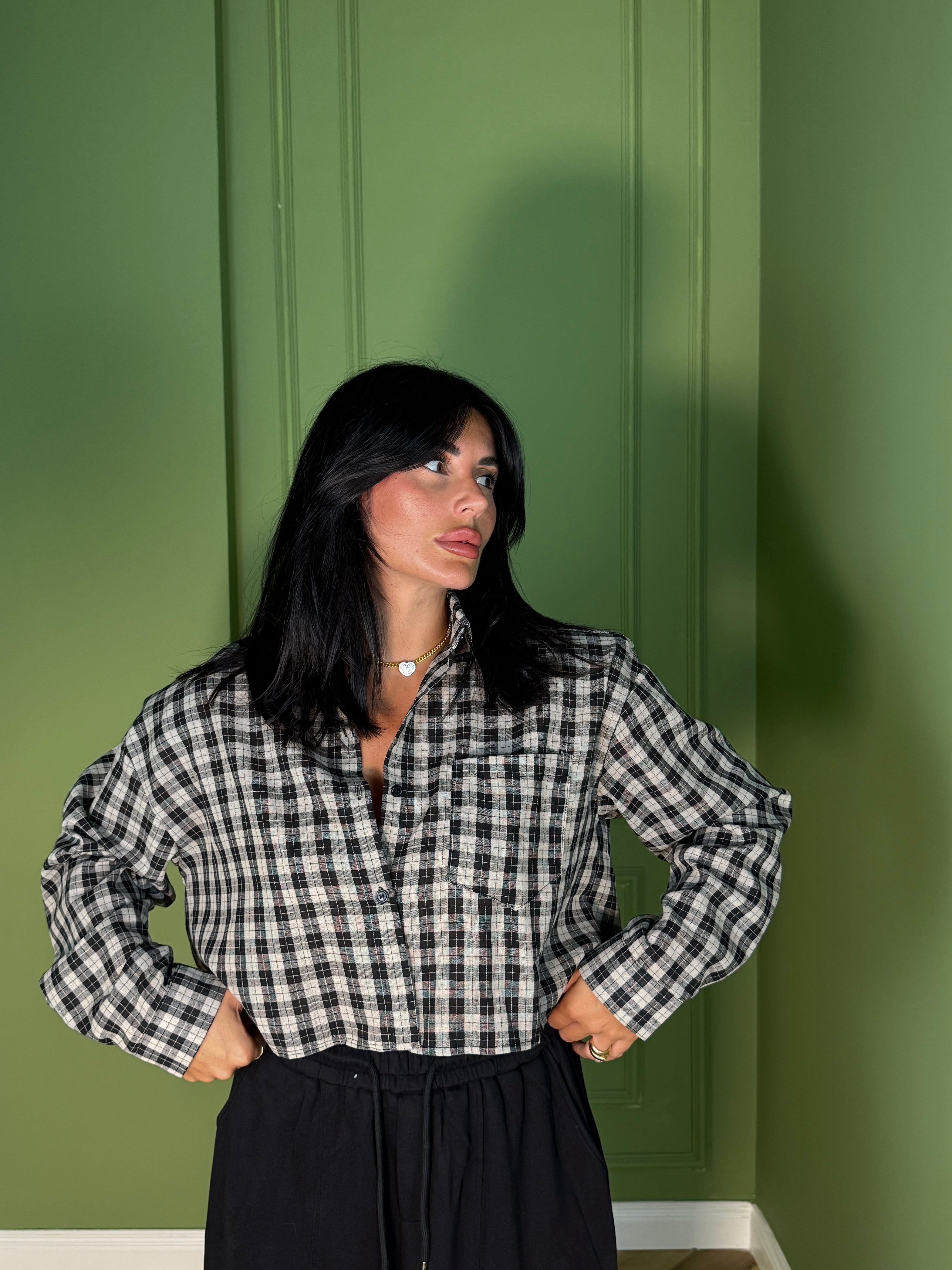 CAMICIA CROP QUADRI