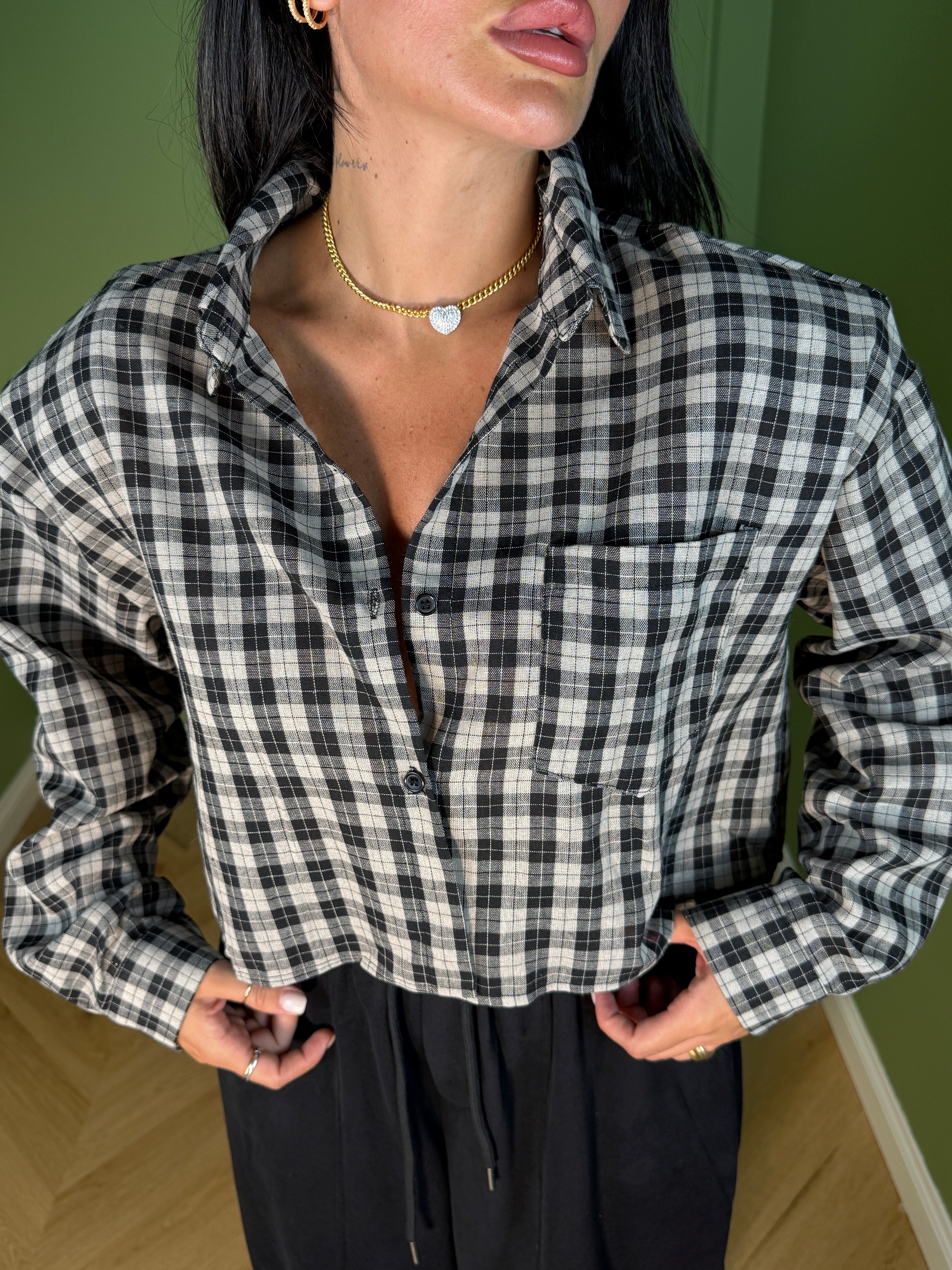 CAMICIA CROP QUADRI