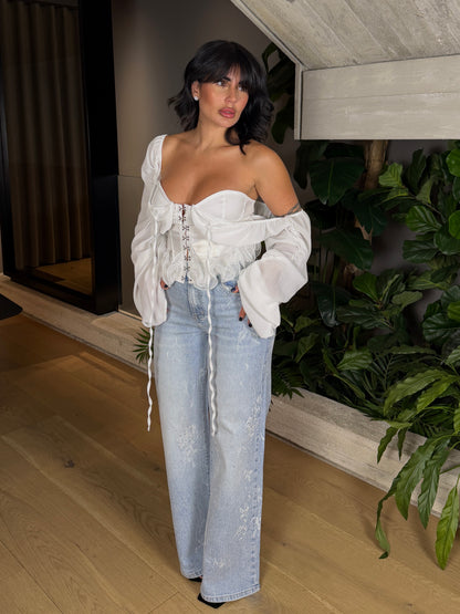 JEANS MICROSTRASS  DAMASCATO