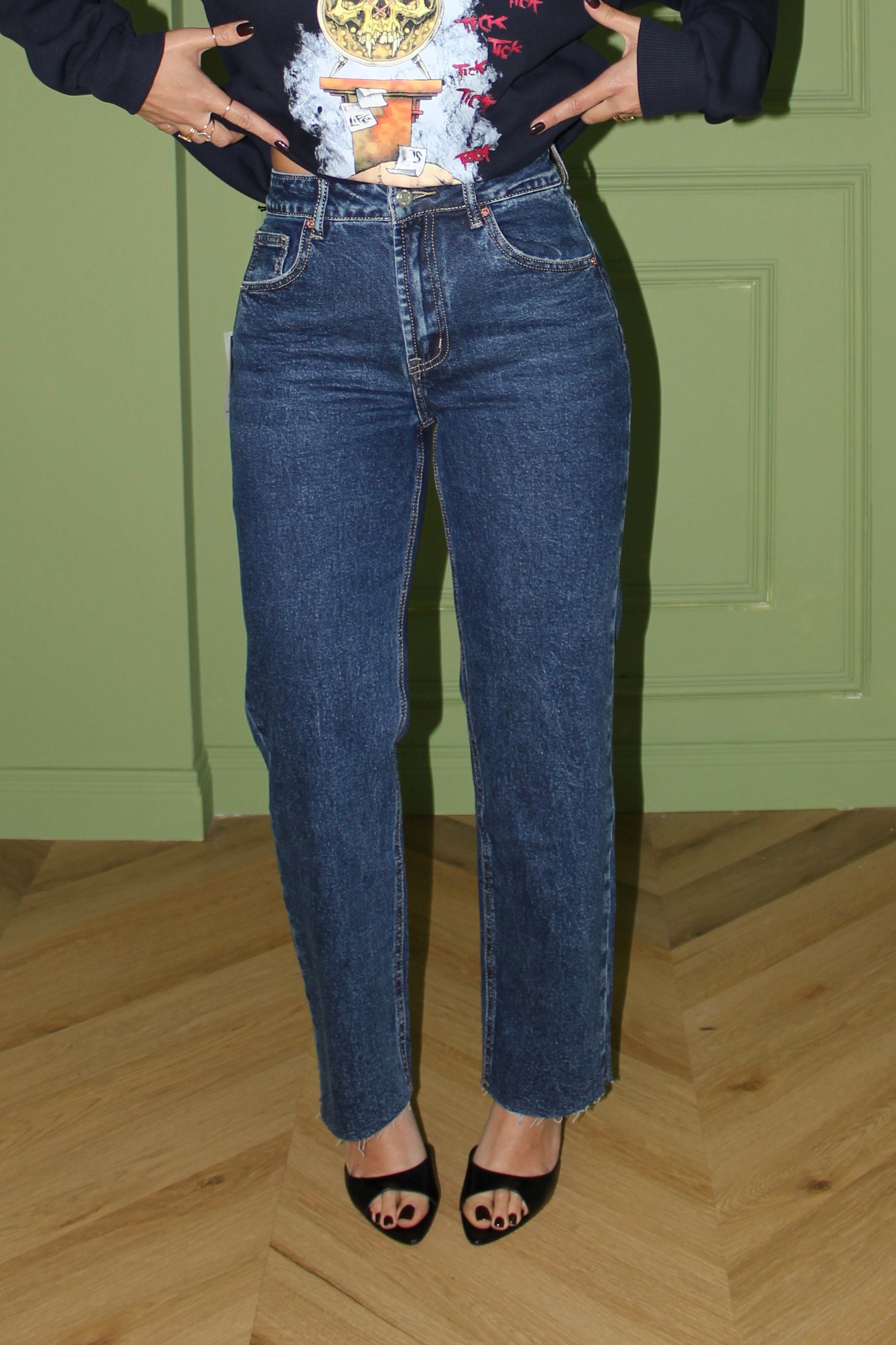 JEANS MOMFIT DARK BLU