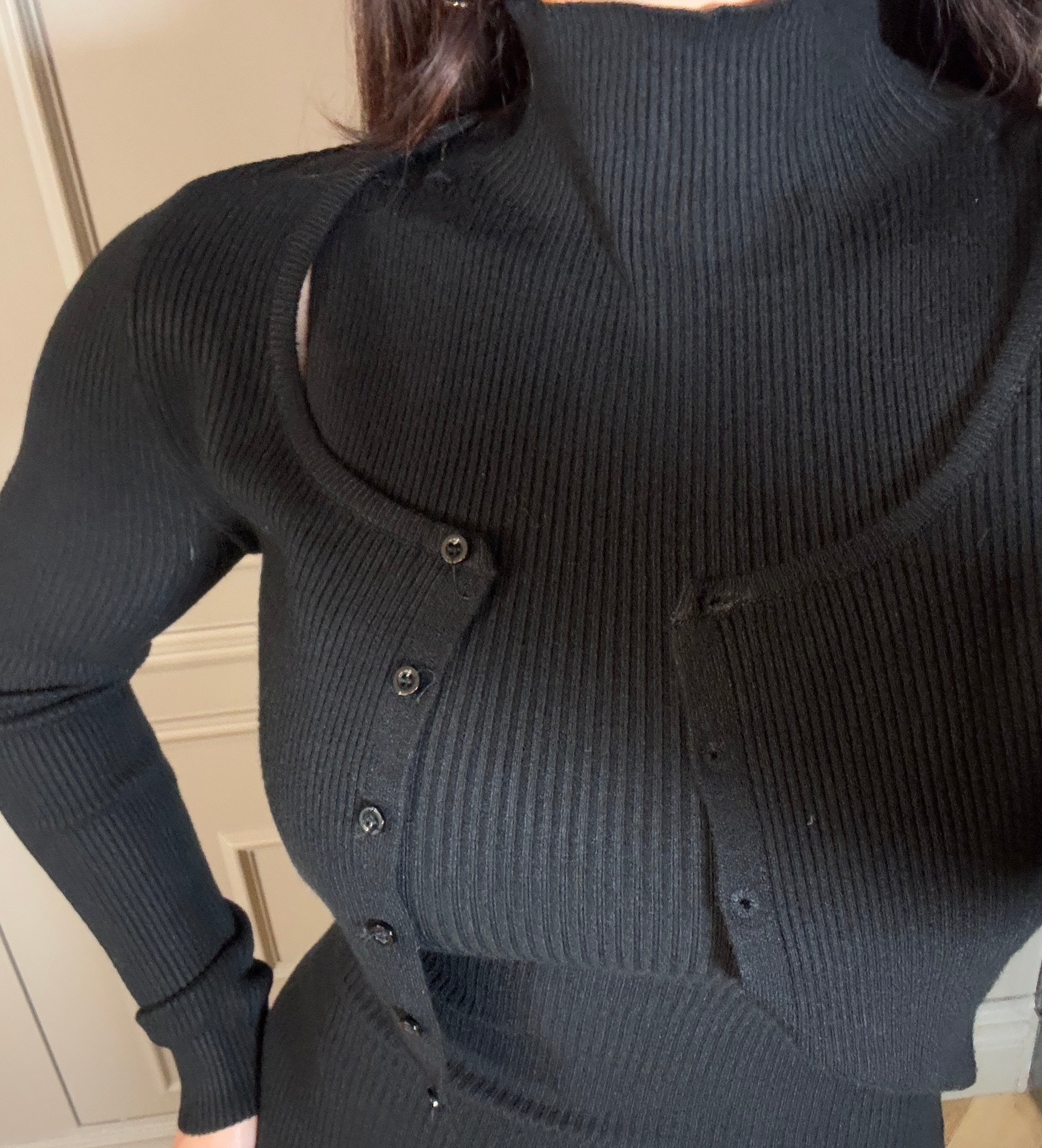 Dress a costina con cardigan