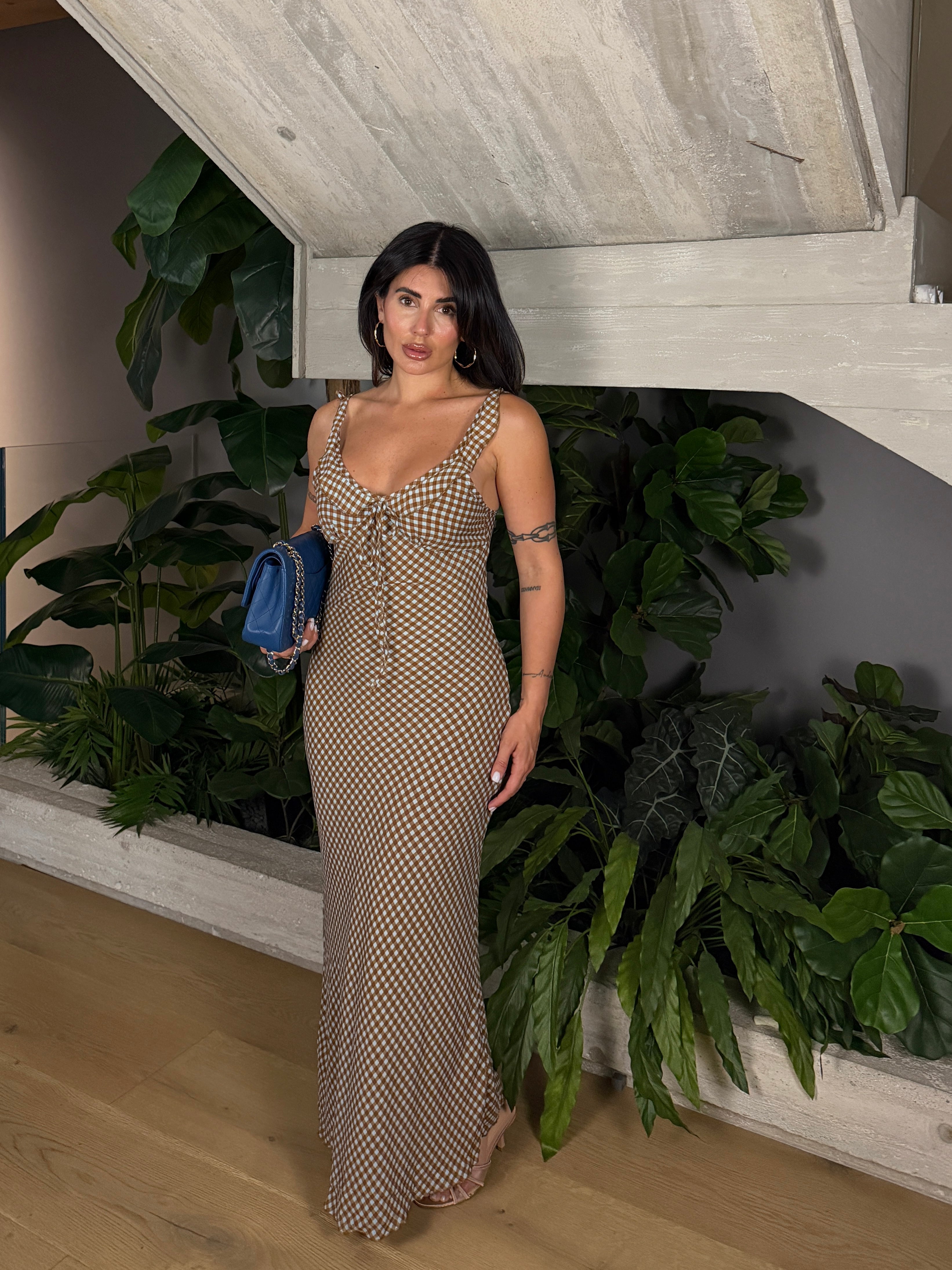 MIDI DRESS MARGHERITAS BROWN