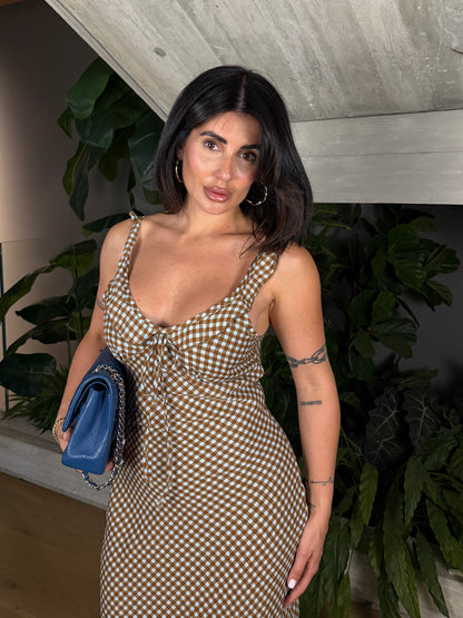 MIDI DRESS MARGHERITAS BROWN